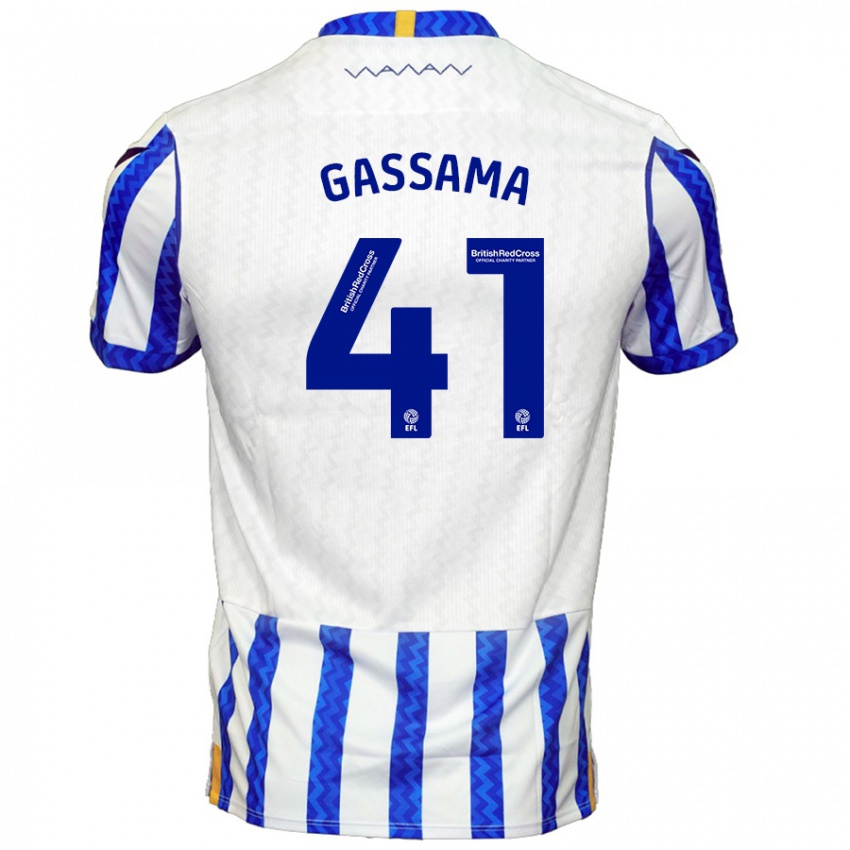 Criança Camisola Djeidi Gassama #41 Branco Azul Principal 2024/25 Camisa Brasil