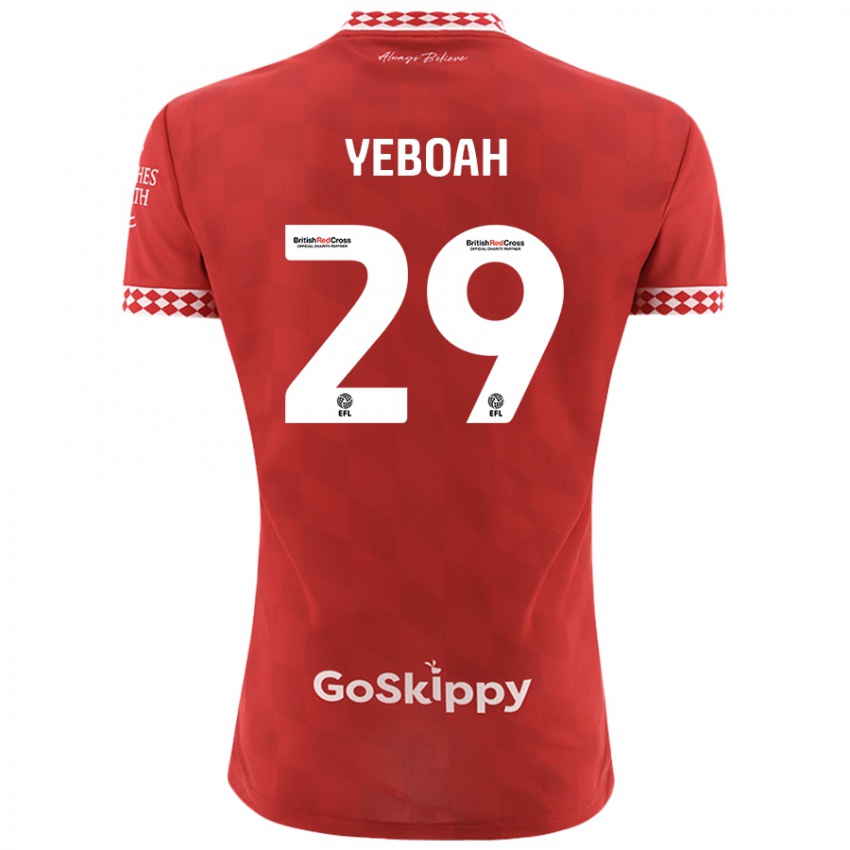 Criança Camisola Ephraim Yeboah #29 Vermelho Principal 2024/25 Camisa Brasil