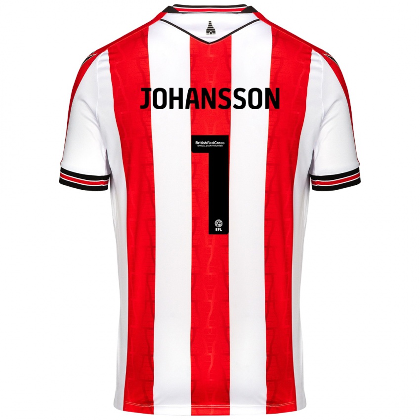 Criança Camisola Viktor Johansson #1 Vermelho Branco Principal 2024/25 Camisa Brasil