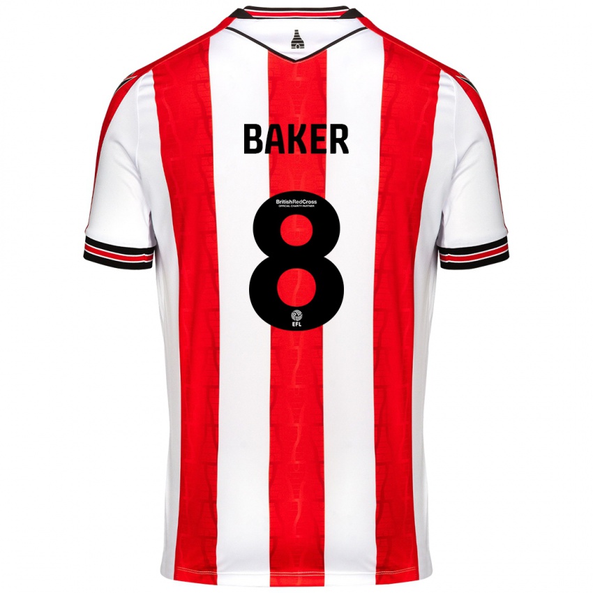 Criança Camisola Lewis Baker #8 Vermelho Branco Principal 2024/25 Camisa Brasil