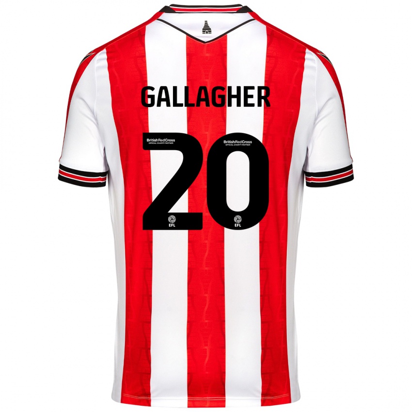 Criança Camisola Sam Gallagher #20 Vermelho Branco Principal 2024/25 Camisa Brasil