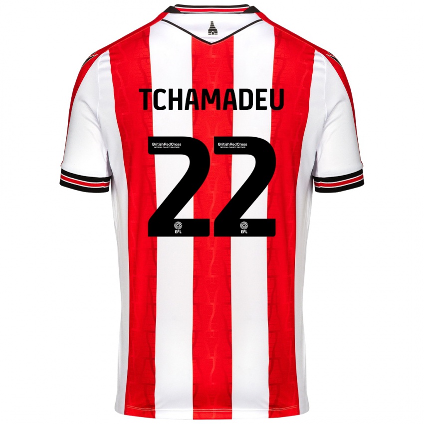 Criança Camisola Junior Tchamadeu #22 Vermelho Branco Principal 2024/25 Camisa Brasil