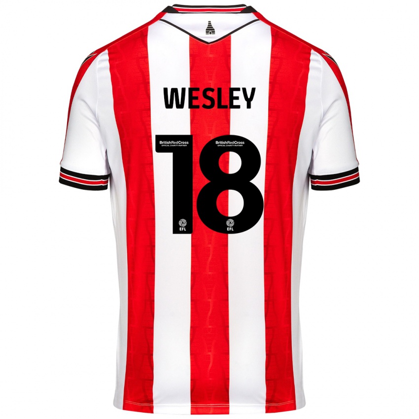 Criança Camisola Wesley Moraes #18 Vermelho Branco Principal 2024/25 Camisa Brasil