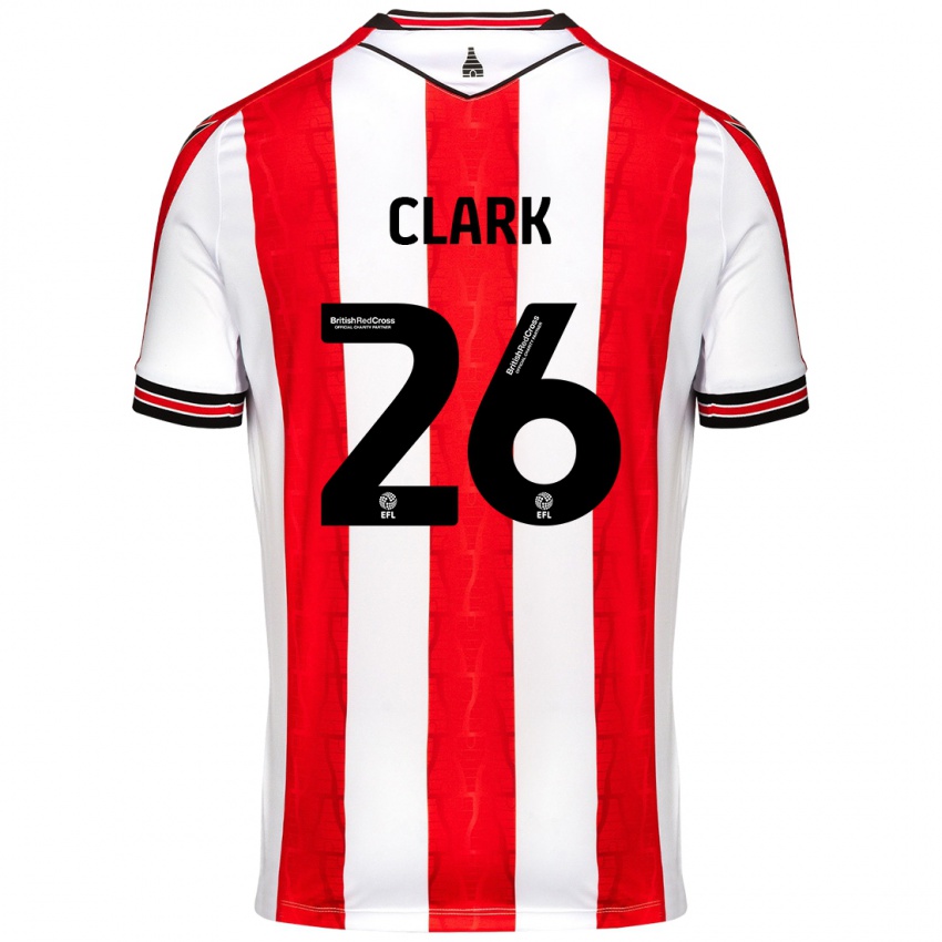 Criança Camisola Ciaran Clark #26 Vermelho Branco Principal 2024/25 Camisa Brasil