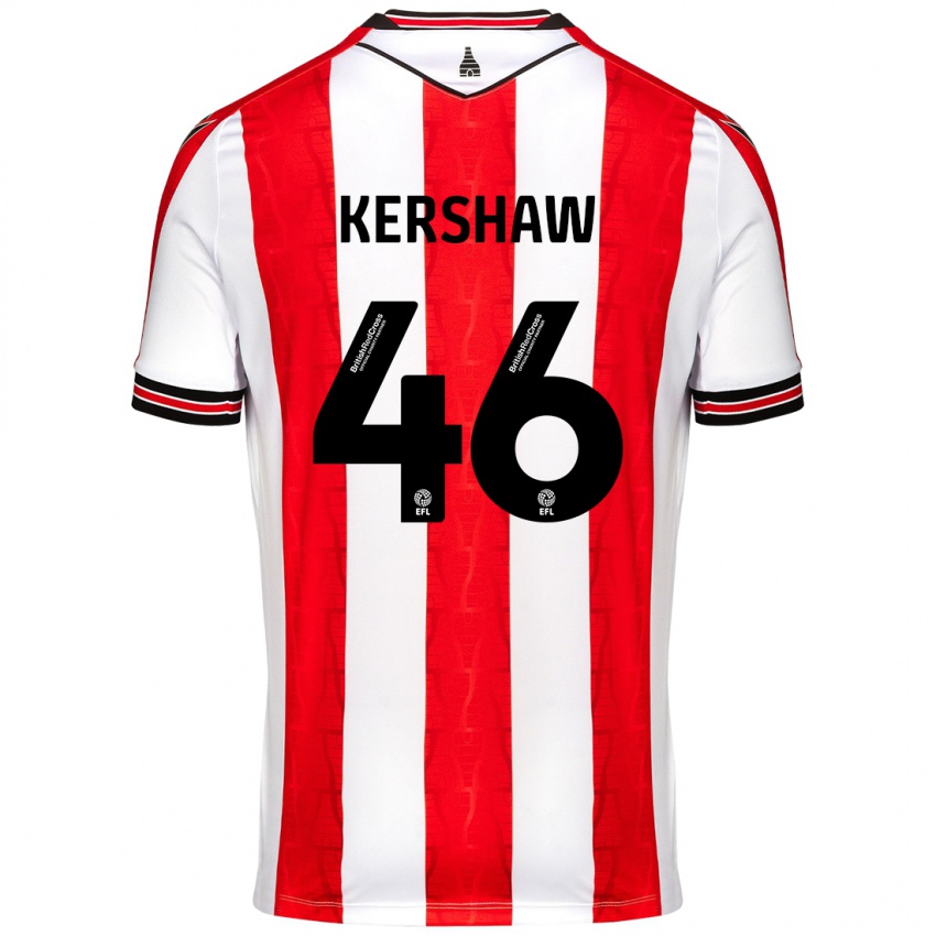 Criança Camisola Ben Kershaw #46 Vermelho Branco Principal 2024/25 Camisa Brasil