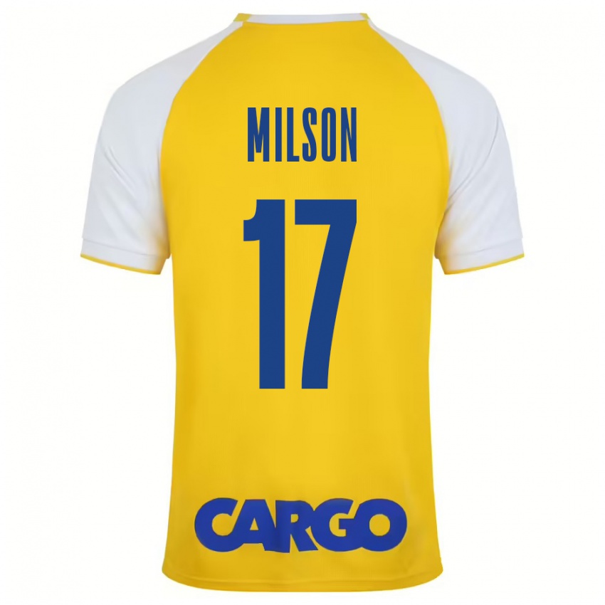 Criança Camisola Milson #17 Branco Amarelo Principal 2024/25 Camisa Brasil