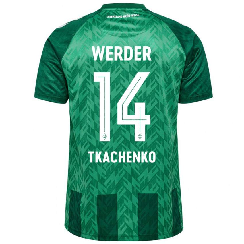 Criança Camisola Oleksandr Tkachenko #14 Verde Principal 2024/25 Camisa Brasil