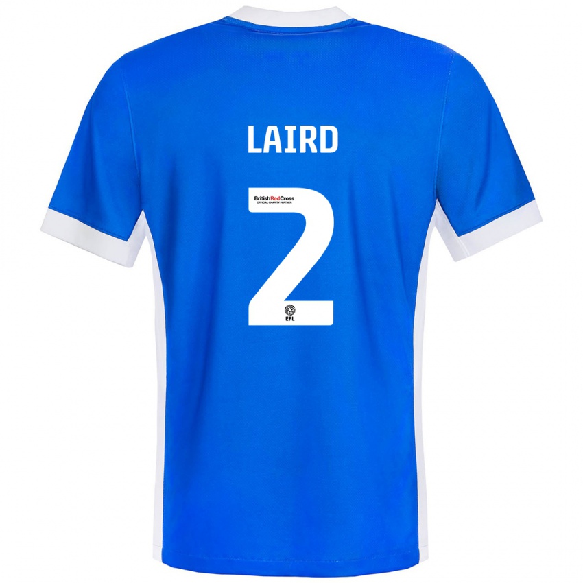 Criança Camisola Ethan Laird #2 Branco Azul Principal 2024/25 Camisa Brasil