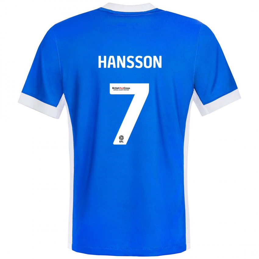 Criança Camisola Emil Hansson #7 Branco Azul Principal 2024/25 Camisa Brasil