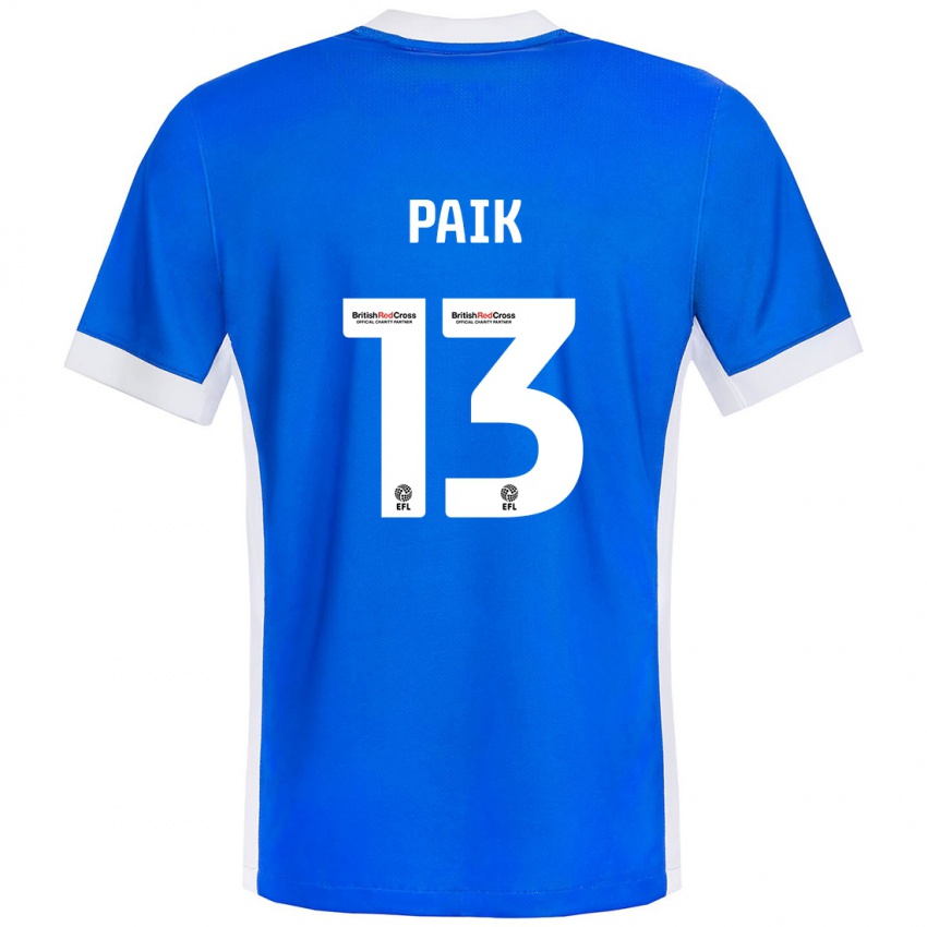 Criança Camisola Seung-Ho Paik #13 Branco Azul Principal 2024/25 Camisa Brasil