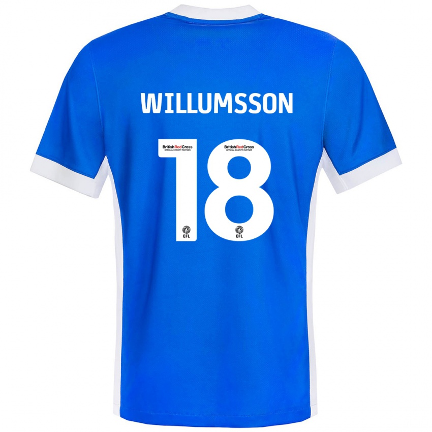 Criança Camisola Willum Thór Willumsson #18 Branco Azul Principal 2024/25 Camisa Brasil