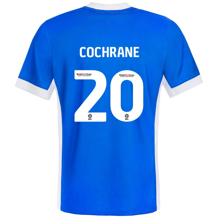 Criança Camisola Alex Cochrane #20 Branco Azul Principal 2024/25 Camisa Brasil