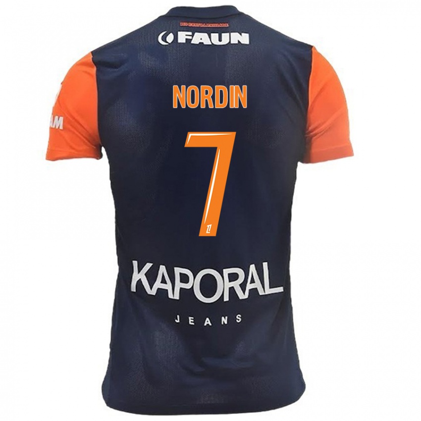 Criança Camisola Arnaud Nordin #7 Laranja Azul Marinho Principal 2024/25 Camisa Brasil