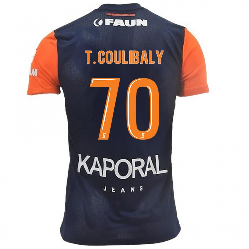 Criança Camisola Tanguy Coulibaly #70 Laranja Azul Marinho Principal 2024/25 Camisa Brasil