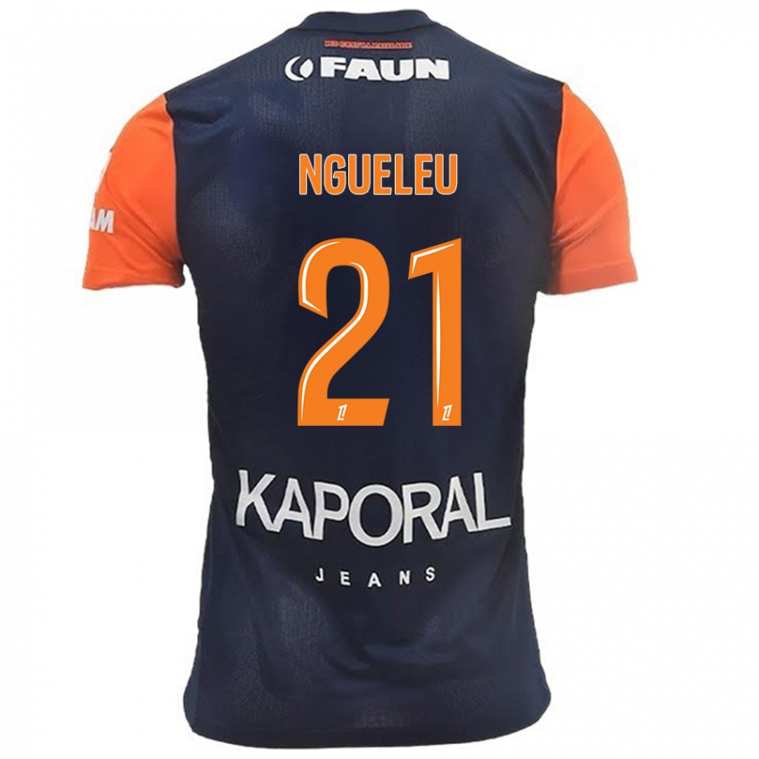 Criança Camisola Nina Ngueleu #21 Laranja Azul Marinho Principal 2024/25 Camisa Brasil