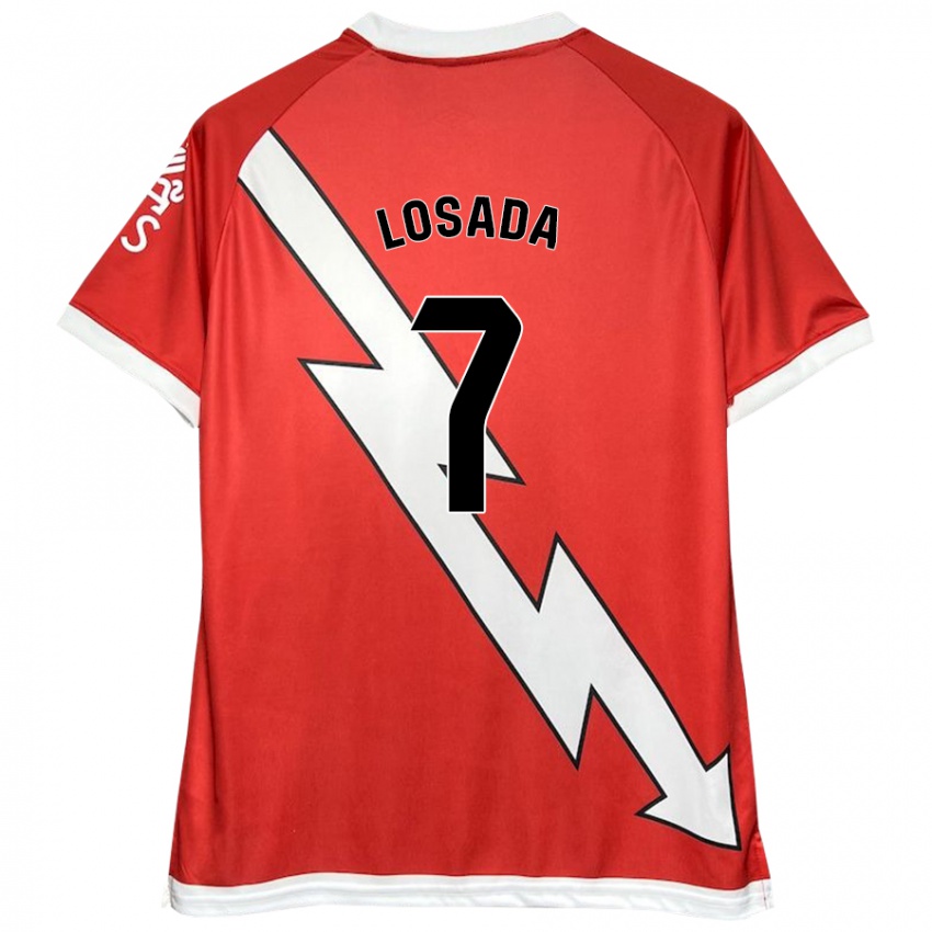 Criança Camisola Juan Losada #7 Vermelho Branco Principal 2024/25 Camisa Brasil