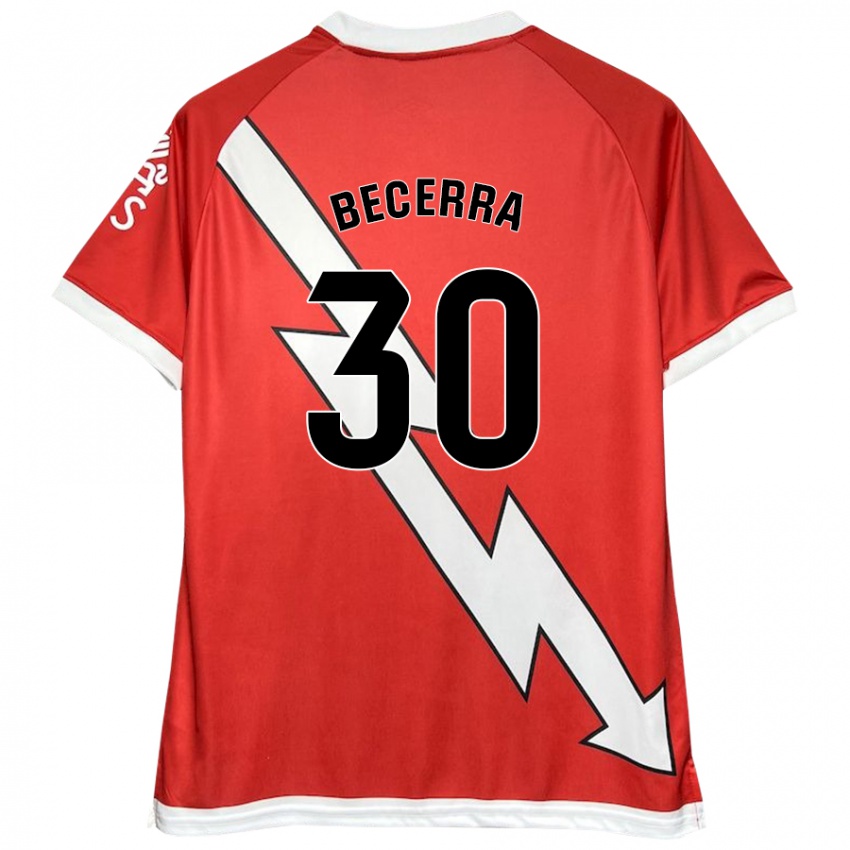 Criança Camisola Samuel Becerra #30 Vermelho Branco Principal 2024/25 Camisa Brasil