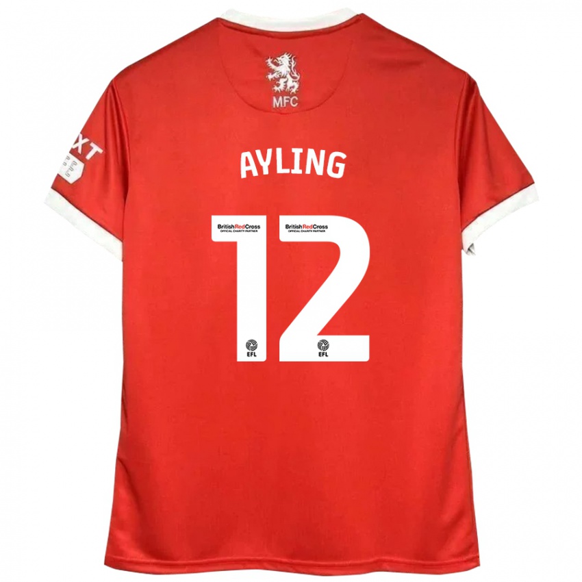 Criança Camisola Luke Ayling #12 Vermelho Branco Principal 2024/25 Camisa Brasil