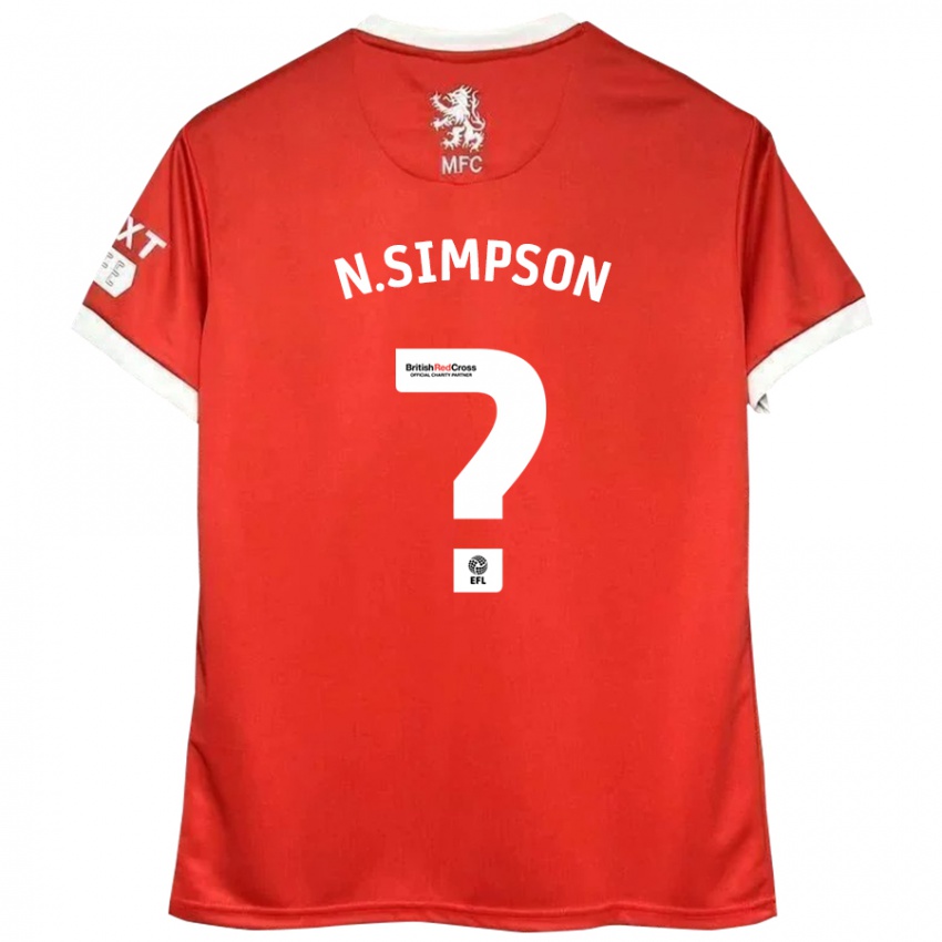 Criança Camisola Nathan Simpson #0 Vermelho Branco Principal 2024/25 Camisa Brasil