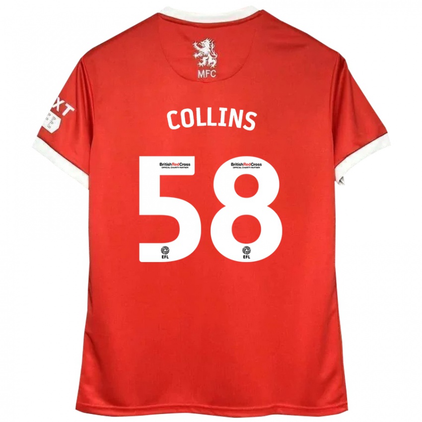 Criança Camisola Sam Collins #58 Vermelho Branco Principal 2024/25 Camisa Brasil