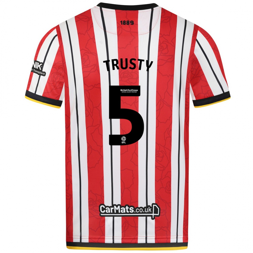 Criança Camisola Auston Trusty #5 Listras Brancas Vermelhas Principal 2024/25 Camisa Brasil