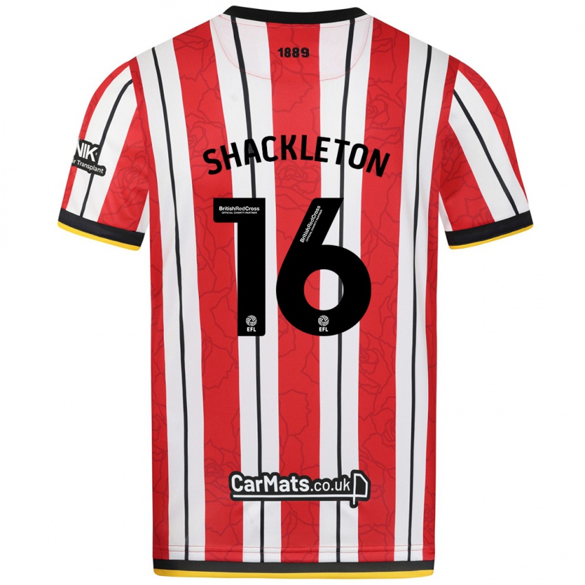 Criança Camisola Jamie Shackleton #16 Listras Brancas Vermelhas Principal 2024/25 Camisa Brasil