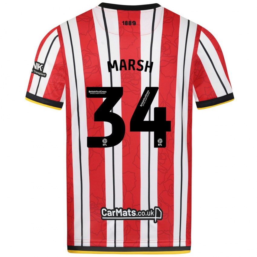 Criança Camisola Louie Marsh #34 Listras Brancas Vermelhas Principal 2024/25 Camisa Brasil