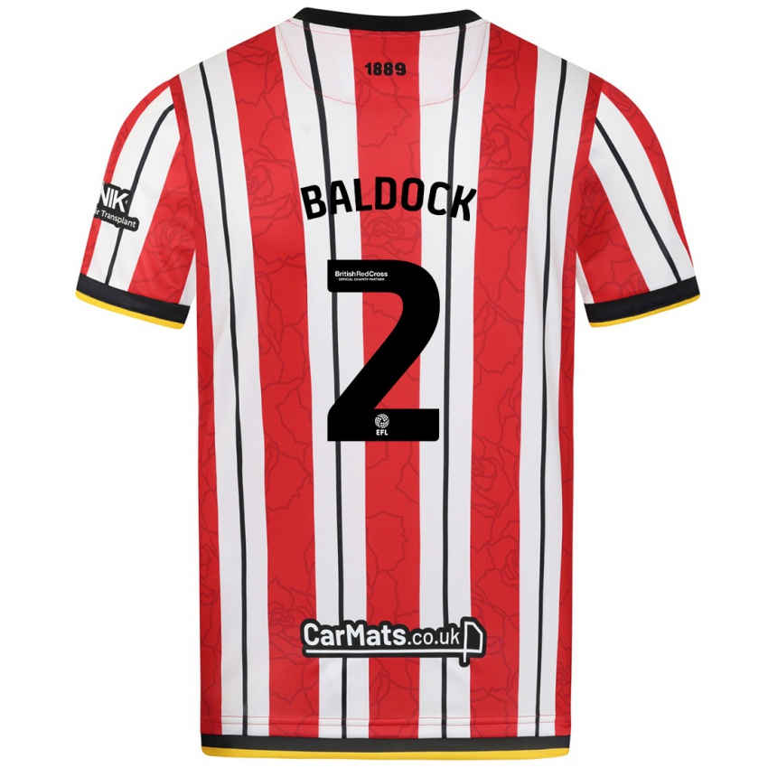 Criança Camisola George Baldock #2 Listras Brancas Vermelhas Principal 2024/25 Camisa Brasil