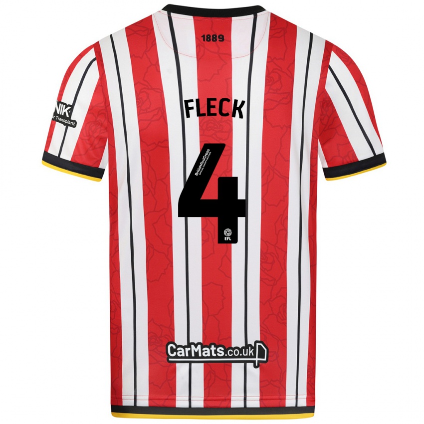 Criança Camisola John Fleck #4 Listras Brancas Vermelhas Principal 2024/25 Camisa Brasil