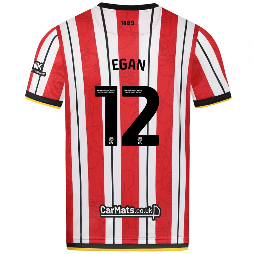 Criança Camisola John Egan #12 Listras Brancas Vermelhas Principal 2024/25 Camisa Brasil