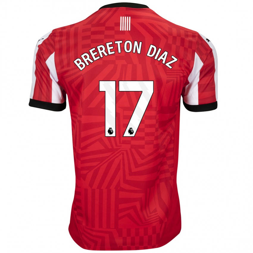 Criança Camisola Ben Brereton Díaz #17 Vermelho Branco Principal 2024/25 Camisa Brasil