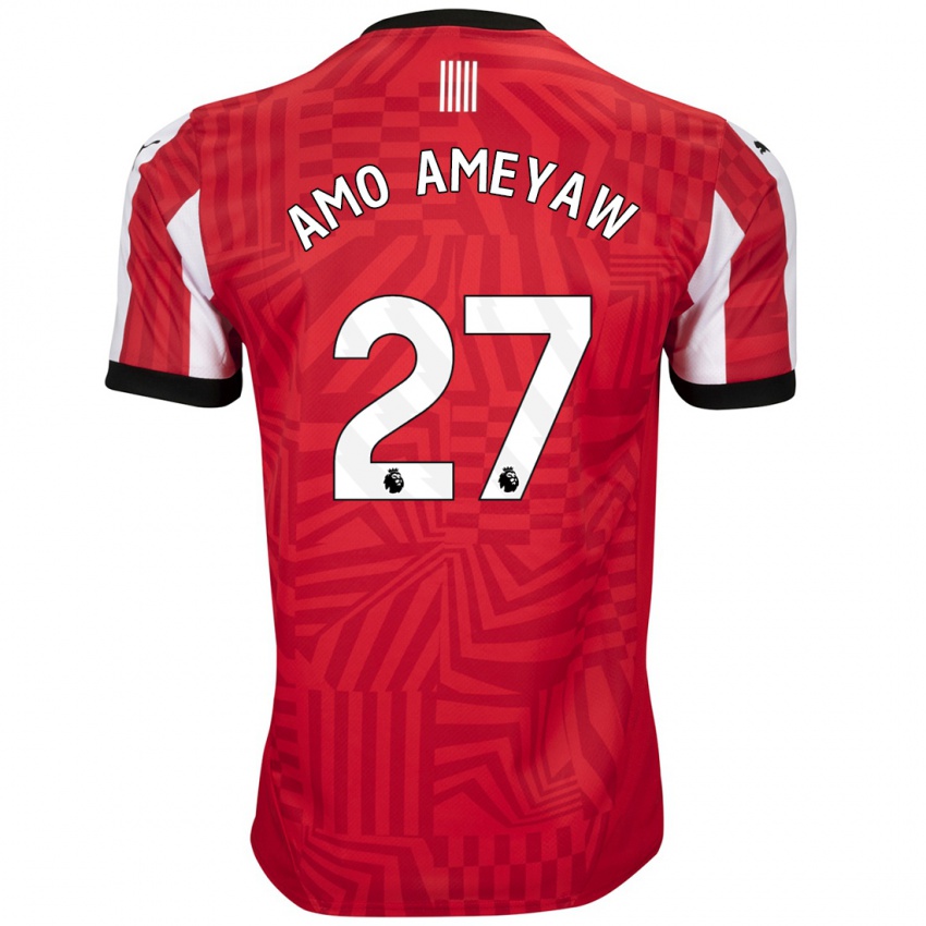 Criança Camisola Samuel Amo-Ameyaw #27 Vermelho Branco Principal 2024/25 Camisa Brasil