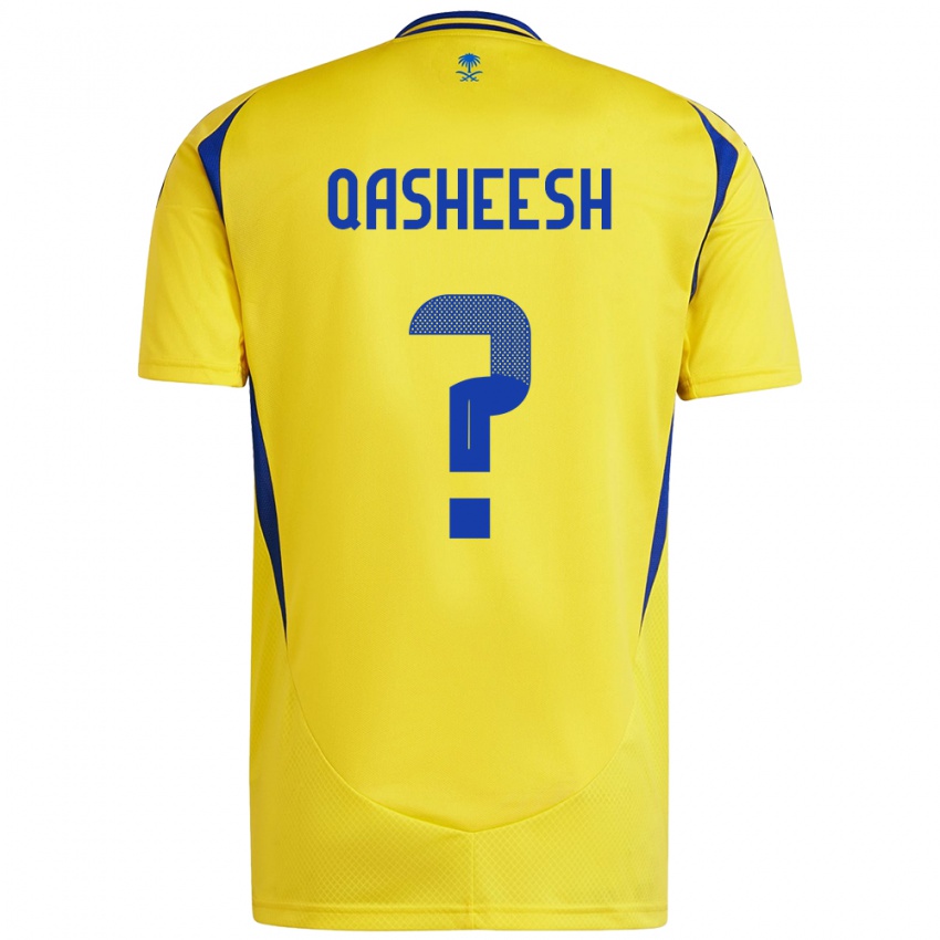 Criança Camisola Majed Qasheesh #0 Azul Amarelo Principal 2024/25 Camisa Brasil