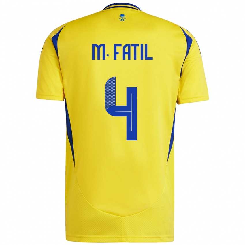 Criança Camisola Mohammed Al-Fatil #4 Azul Amarelo Principal 2024/25 Camisa Brasil