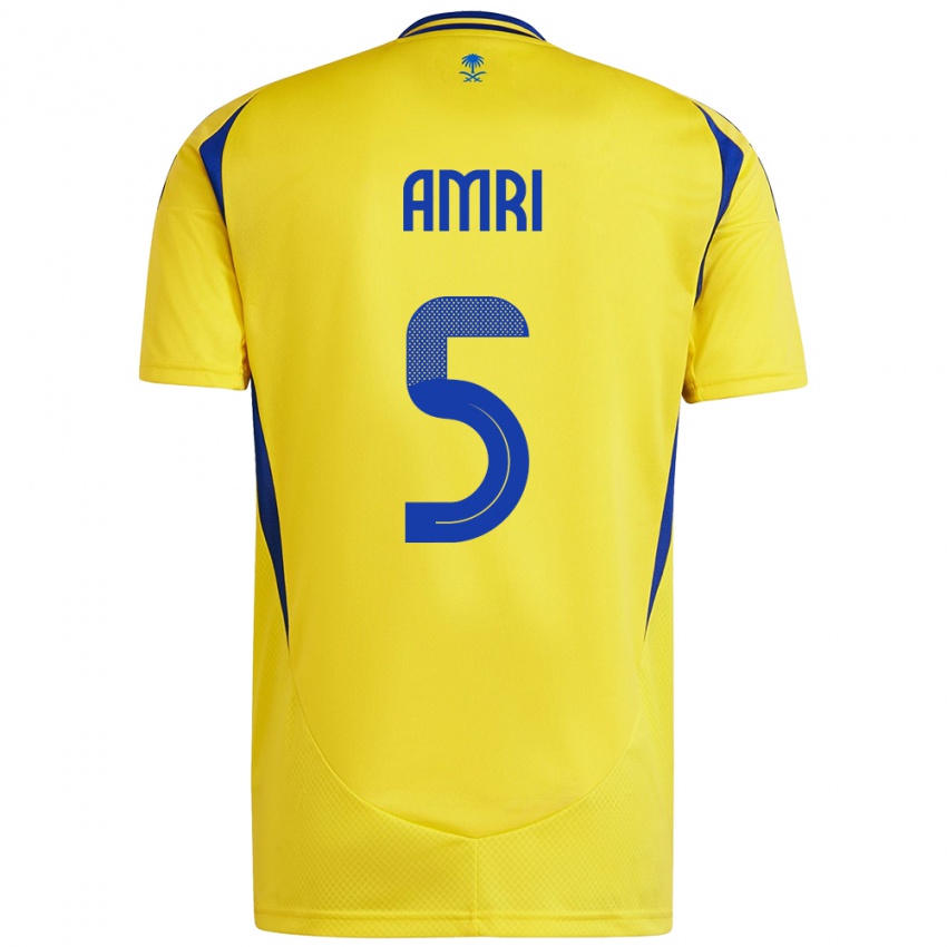 Criança Camisola Abdulelah Al-Amri #5 Azul Amarelo Principal 2024/25 Camisa Brasil