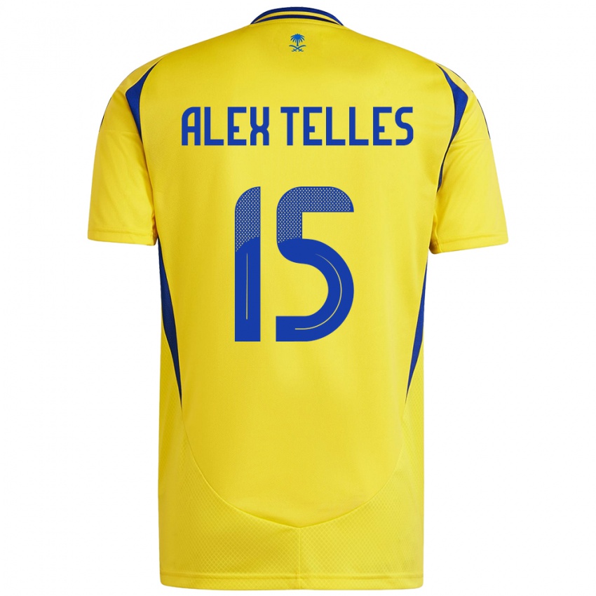 Criança Camisola Alex Telles #15 Azul Amarelo Principal 2024/25 Camisa Brasil