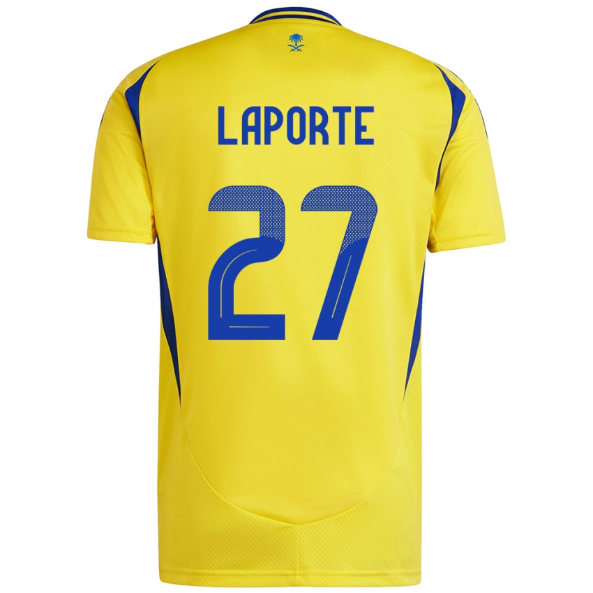 Criança Camisola Aymeric Laporte #27 Azul Amarelo Principal 2024/25 Camisa Brasil