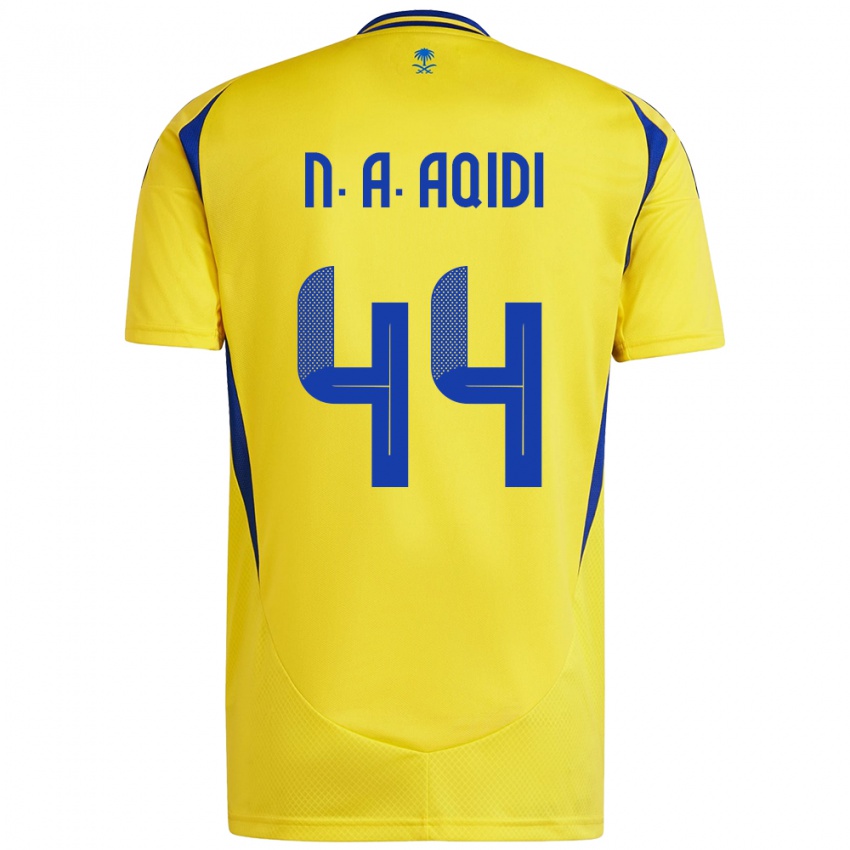 Criança Camisola Nawaf Al-Aqidi #44 Azul Amarelo Principal 2024/25 Camisa Brasil