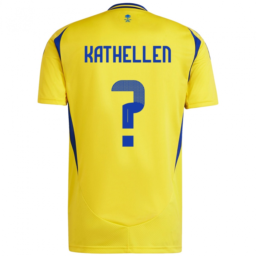 Criança Camisola Kathellen #0 Azul Amarelo Principal 2024/25 Camisa Brasil