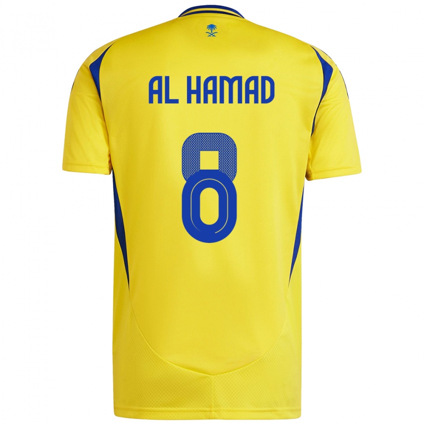 Criança Camisola Sara Al-Hamad #8 Azul Amarelo Principal 2024/25 Camisa Brasil