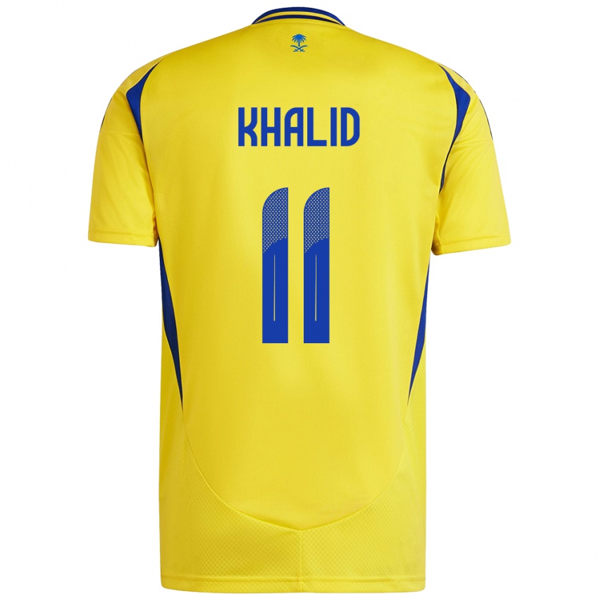 Criança Camisola Khalid Al-Ghannam #11 Azul Amarelo Principal 2024/25 Camisa Brasil