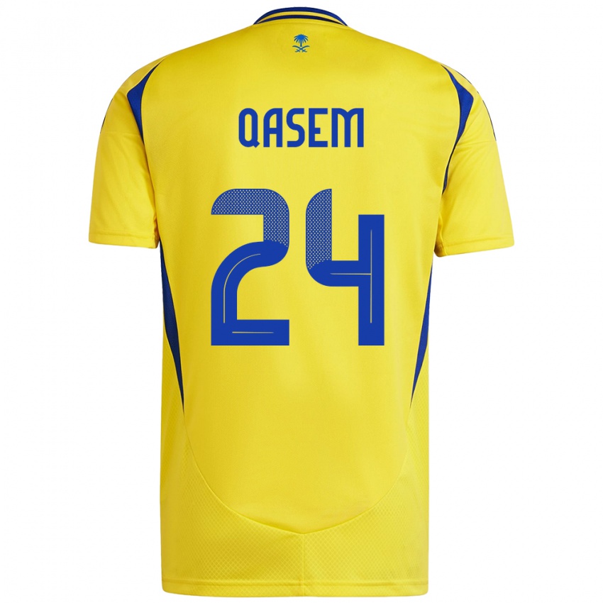 Criança Camisola Mohammed Qasem #24 Azul Amarelo Principal 2024/25 Camisa Brasil