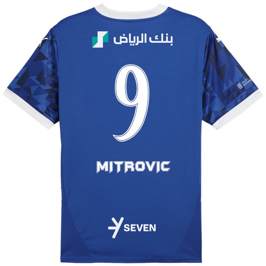 Criança Camisola Aleksandar Mitrovic #9 Azul Escuro Branco Principal 2024/25 Camisa Brasil