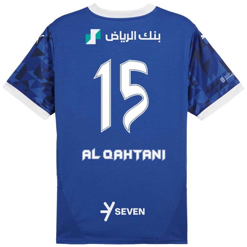 Criança Camisola Mohammed Al-Qahtani #15 Azul Escuro Branco Principal 2024/25 Camisa Brasil