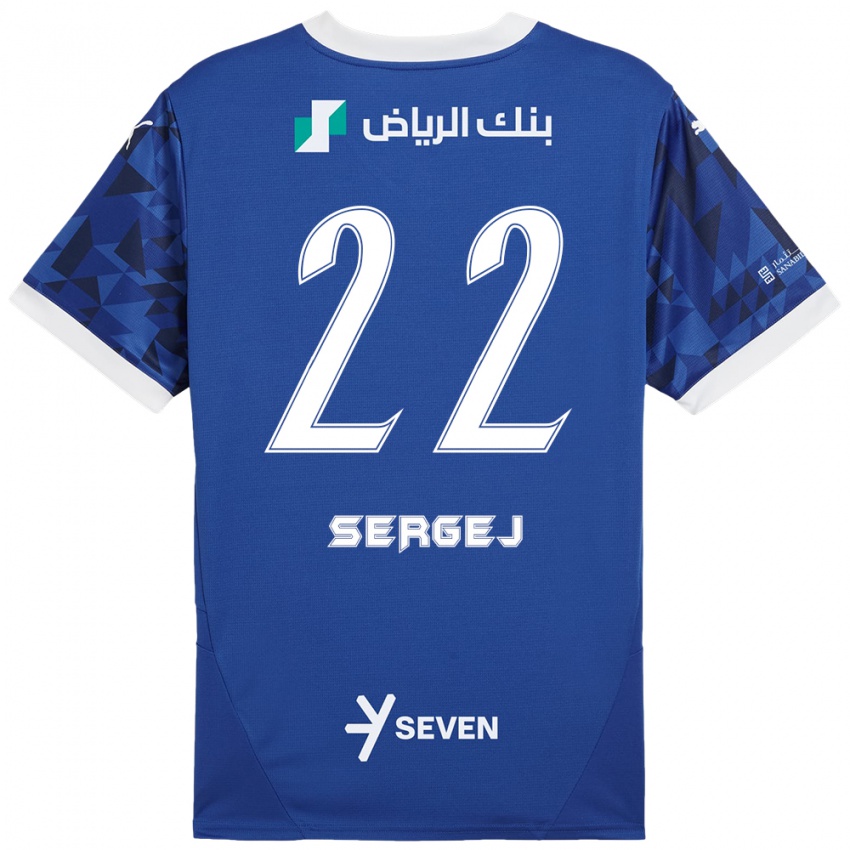 Criança Camisola Sergej Milinkovic-Savic #22 Azul Escuro Branco Principal 2024/25 Camisa Brasil