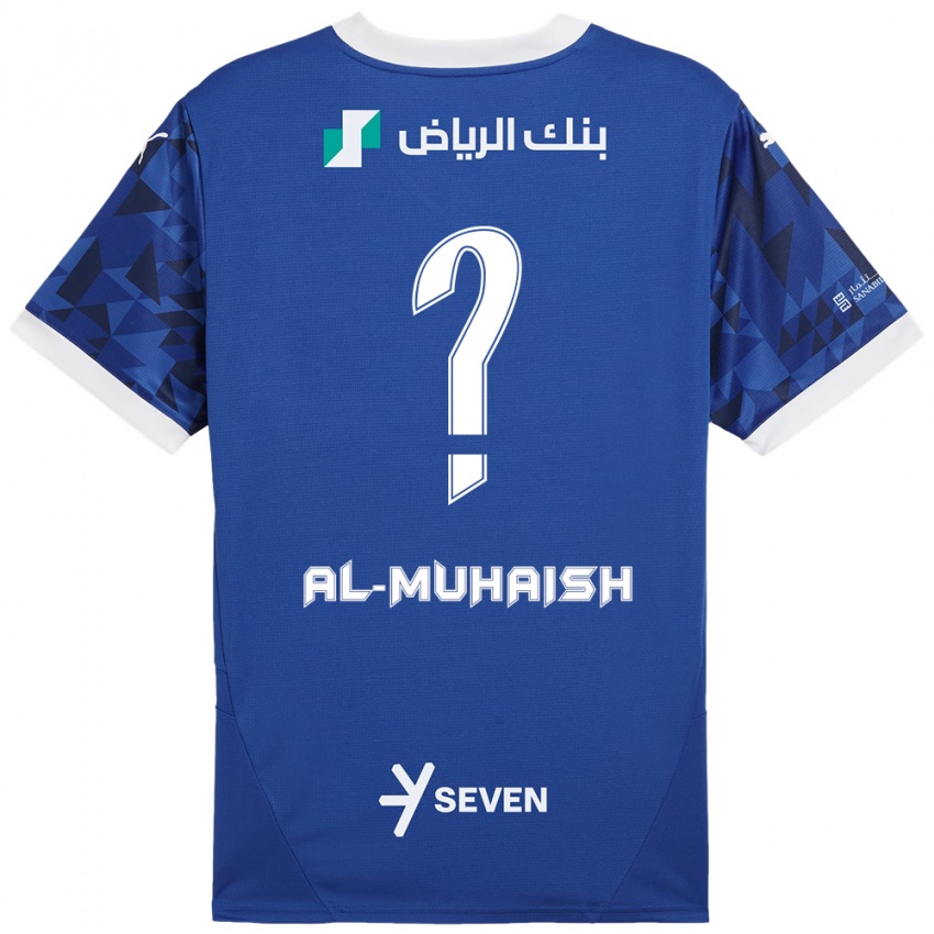 Criança Camisola Mohammed Al-Muhaish #0 Azul Escuro Branco Principal 2024/25 Camisa Brasil