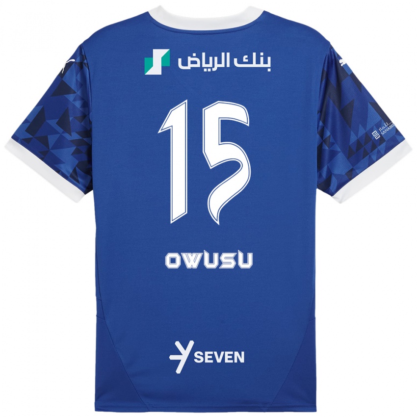 Criança Camisola Mavis Owusu #15 Azul Escuro Branco Principal 2024/25 Camisa Brasil