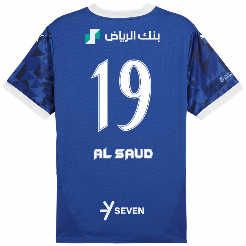 Criança Camisola Manal Al Saud #19 Azul Escuro Branco Principal 2024/25 Camisa Brasil