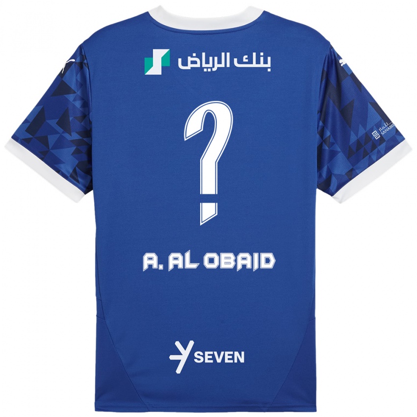 Criança Camisola Abdulrahman Al-Obaid #0 Azul Escuro Branco Principal 2024/25 Camisa Brasil