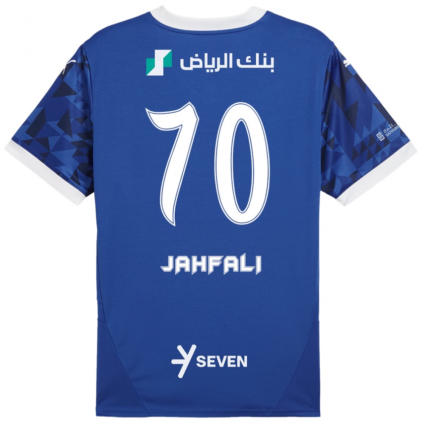 Criança Camisola Mohammed Jahfali #70 Azul Escuro Branco Principal 2024/25 Camisa Brasil